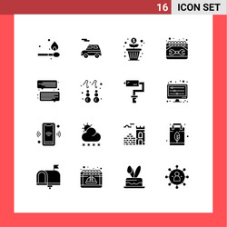 16 thematic solid glyphs and editable symbols vector