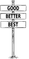 drawing of sign boards with good better best text vector