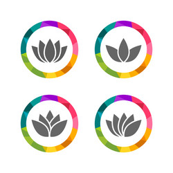 lotus flower with colorful polygon circle vector image