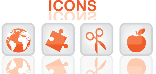 Orange elements icons over buttons web vector