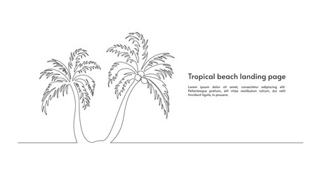 single line drawing palm tree in one continuous vector image