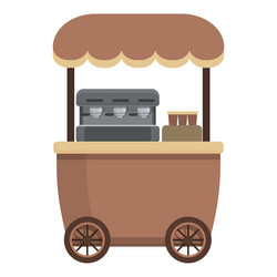 small coffee cart icon cartoon street vector