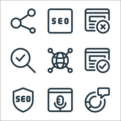 web apps seo line icons linear set quality vector image