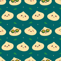 Cute smiling macadamia nuts characters pattern vector
