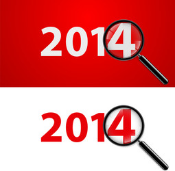 numerals 2014 with magnifying glass in white Vector Image