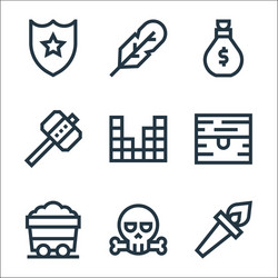video game elements line icons linear set quality vector image
