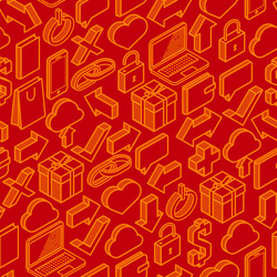 abstract seamless pattern with isometric icons vector image