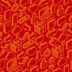 Abstract seamless pattern with isometric icons vector