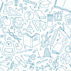 Cartoon cute doodles school seamless pattern Vector Image