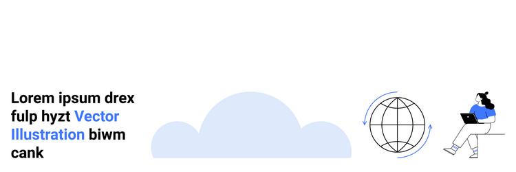 cloud computing with globe and remote work vector image