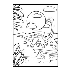 Dinosaur Coloring Page - Kids Activity vector