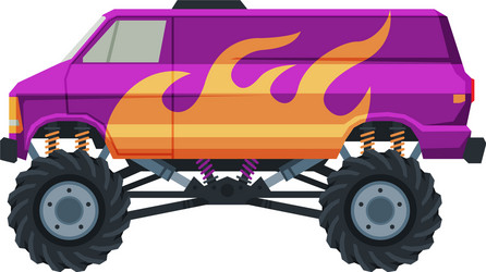 monster truck vehicle colorful van with large vector