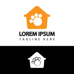 Pet shop paw logo template design in isolated vector