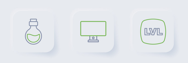 set line level game computer monitor and bottle vector image