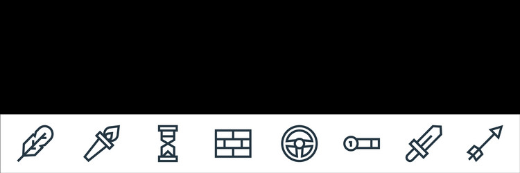 video game elements line icons linear set quality vector image