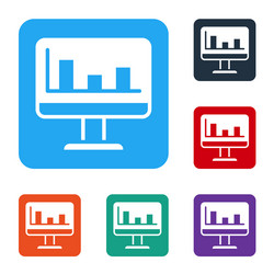White computer monitor with graph chart icon vector