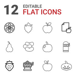 12 fruit icons vector