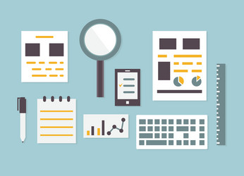 Flat design of objects and equipment analytics vector