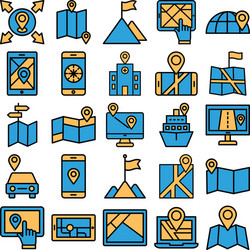 map and navigation isolated icons set vector image