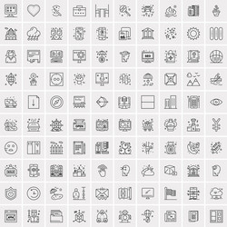 pack 100 universal line icons for mobile vector