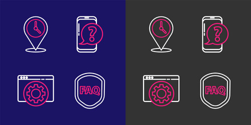 set line shield with text faq browser setting vector image