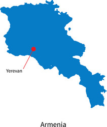 Detailed map of armenia and capital city yerevan vector