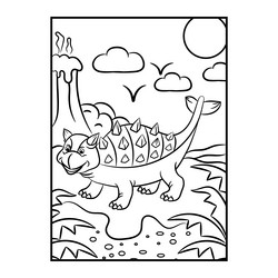 dinosaur coloring page kids preschool activity Vector Image