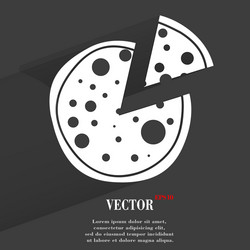 Pizza flat modern web button with long shadow vector