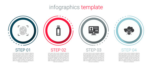 set fingerprint usb flash drive create account vector image