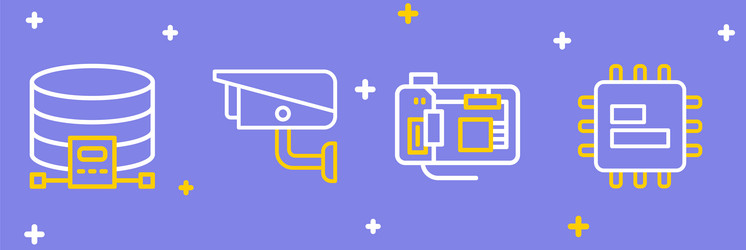 set line processor cpu motherboard security vector image
