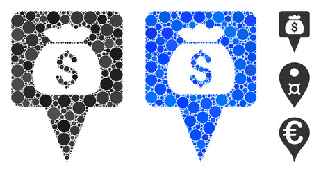 treasure map pointer mosaic icon round dots vector image