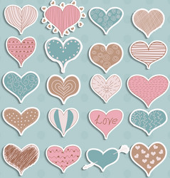 valentines day hearts retro sketchy doodles vector