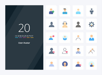 20 user flat color icon for presentation vector image