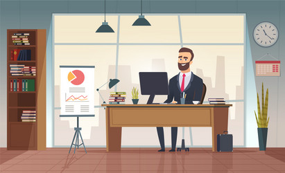 Business people modern office interior with boss Vector Image