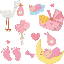Newborn Baby Elements - Cute Icons Vector Image