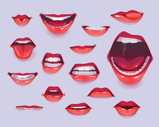 Red Lips Expressing Emotions Vector Image