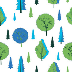 Seamless pattern with various type of the trees vector