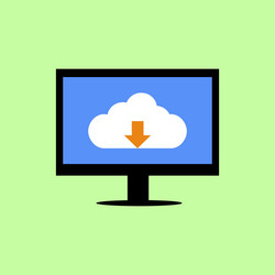 Flat style computer with cloud downloading vector