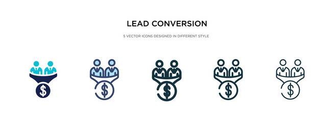 lead conversion icon in different style two vector image