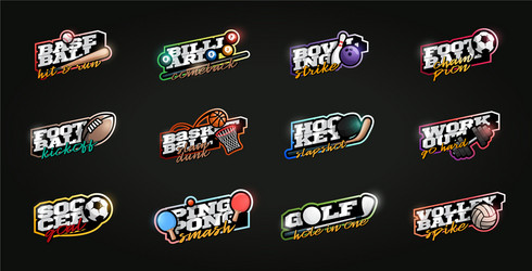 mega sport logotype set modern professional vector