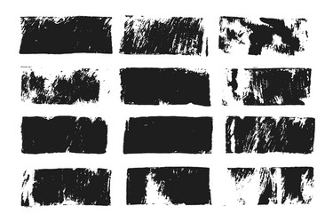 Set of rectangular text box grunge paint stripe vector