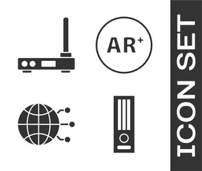 set video game console router and wi-fi signal vector image