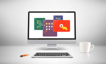 Modern Workspace with Computer Display vector image