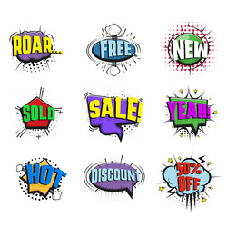 Promo speech bubbles flat bubble sale tags vector