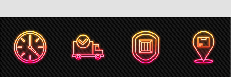 set line delivery security with shield clock vector image