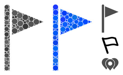 triangle flag pointer mosaic icon spheric items vector image