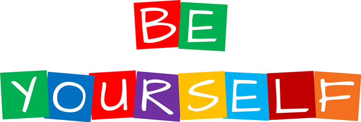 be yourself text in colorful rotated squares vector image
