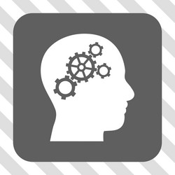 brain gears rounded square button vector image