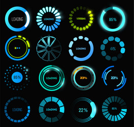 Loading Progress Icons - HUD Style vector image