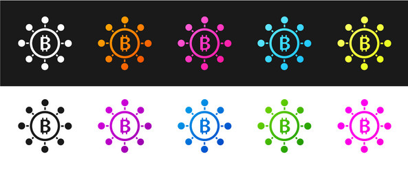 set blockchain technology bitcoin icon isolated vector image